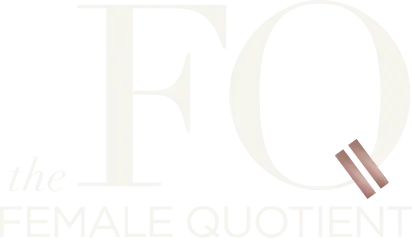The Female Quotient logo in ivory and rose gold
